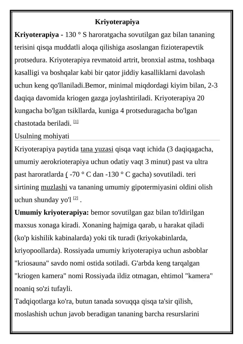 Kriyoterapiya