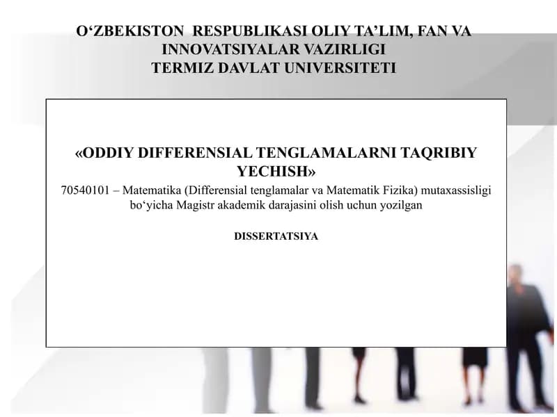 ODDIY DIFFERENSIAL TENGLAMALARNI TAQRIBIY YECHISH