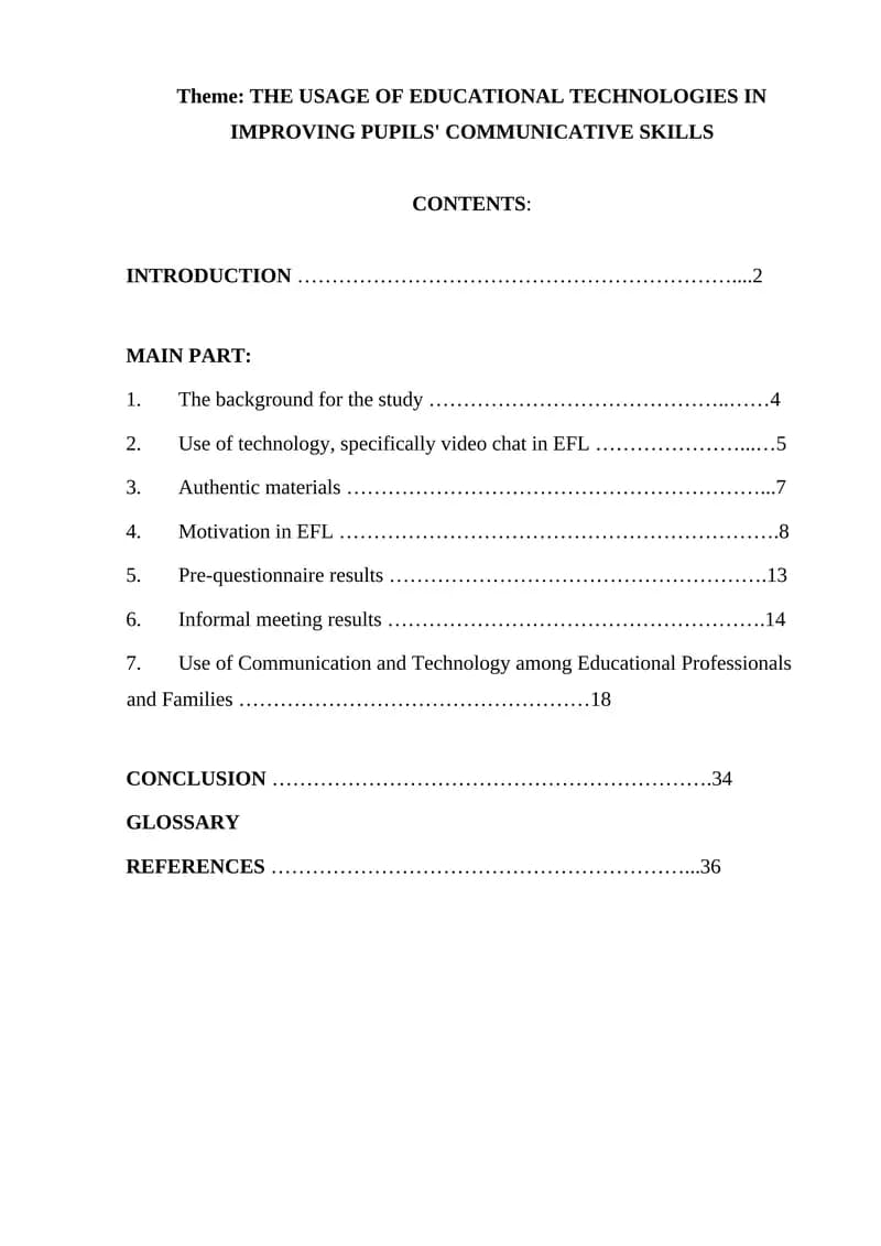 The Usage of Educational Technologies in Improving Pupils' Communicative Skills