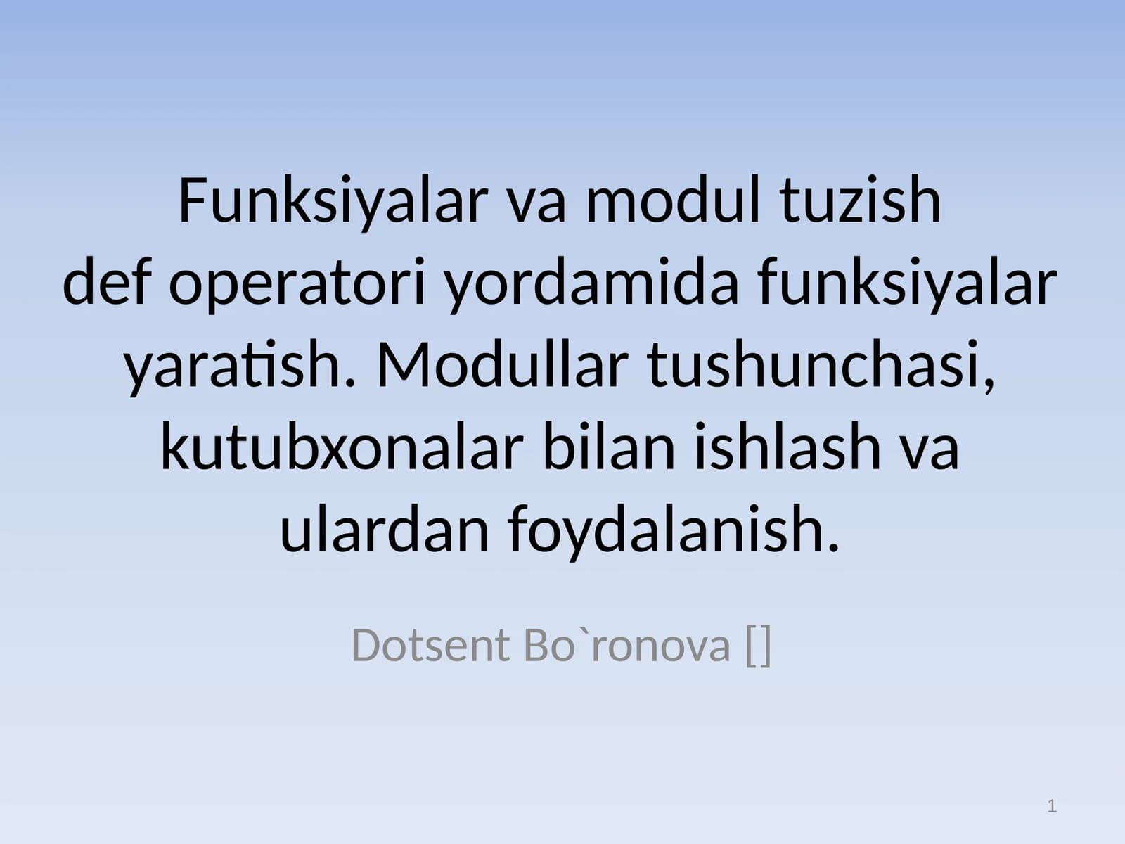 Dotsent Bo`ronova []