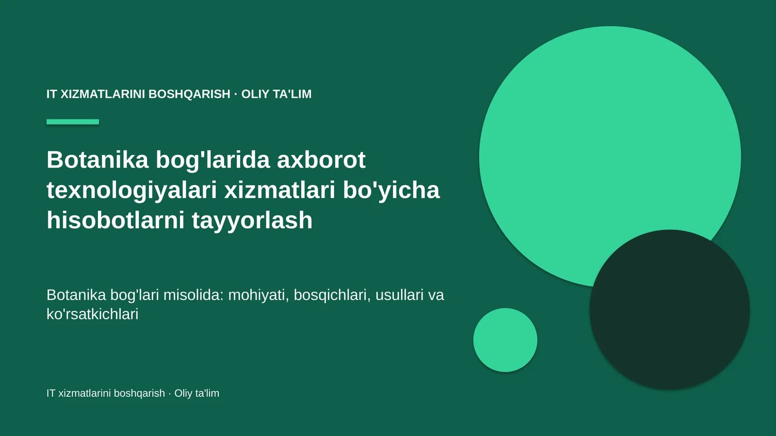 Botanika Bog'lari IT Xizmatlari Hisobotlari