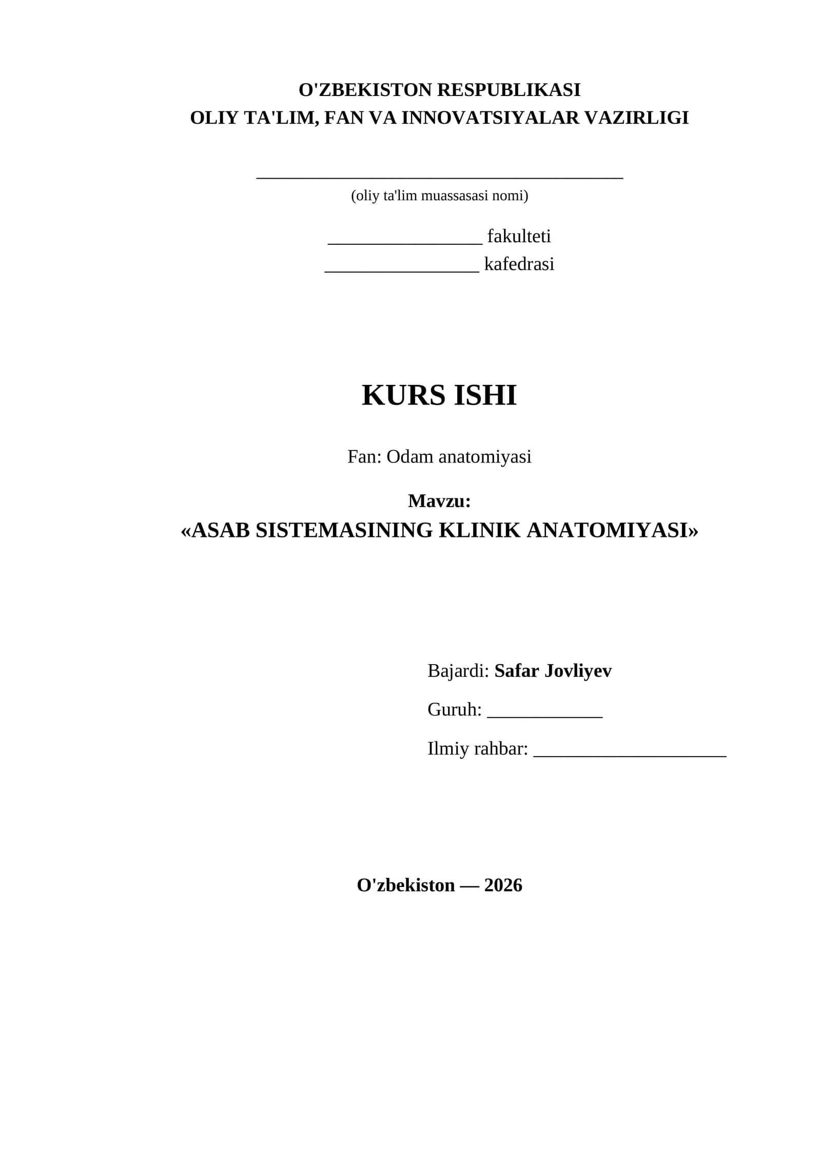 ASAB SISTEMASINING KLINIK ANATOMIYASI