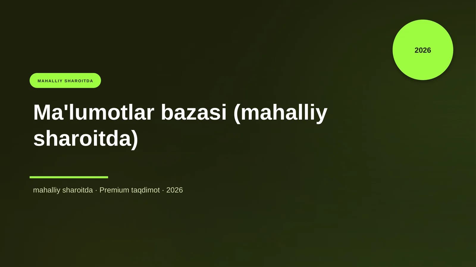 Ma'lumotlar bazasi (mahalliy sharoitda)