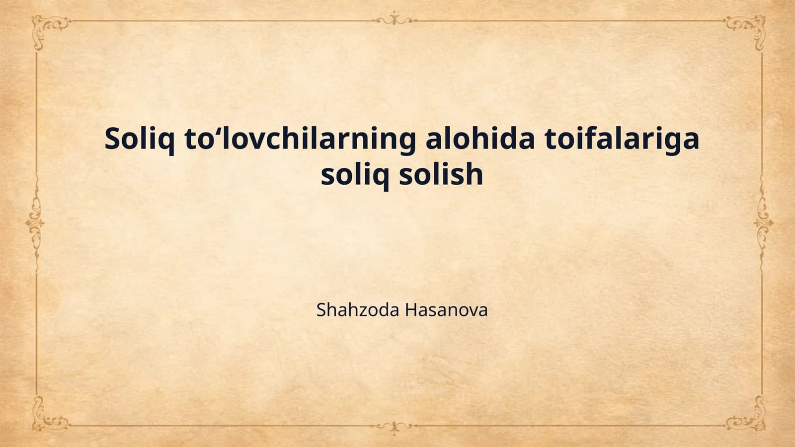 Soliq to‘lovchilarning alohida toifalariga soliq solish