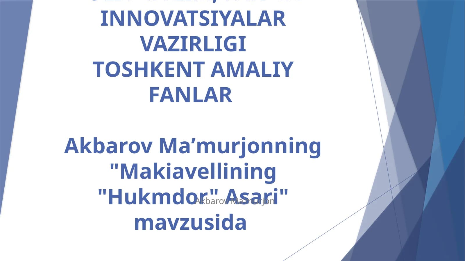 Makiavellining "Hukmdor" Asari
