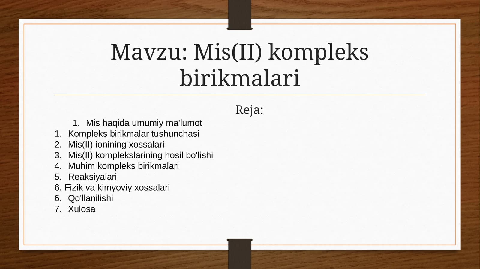 Mis(II) Kompleks Birikmalari