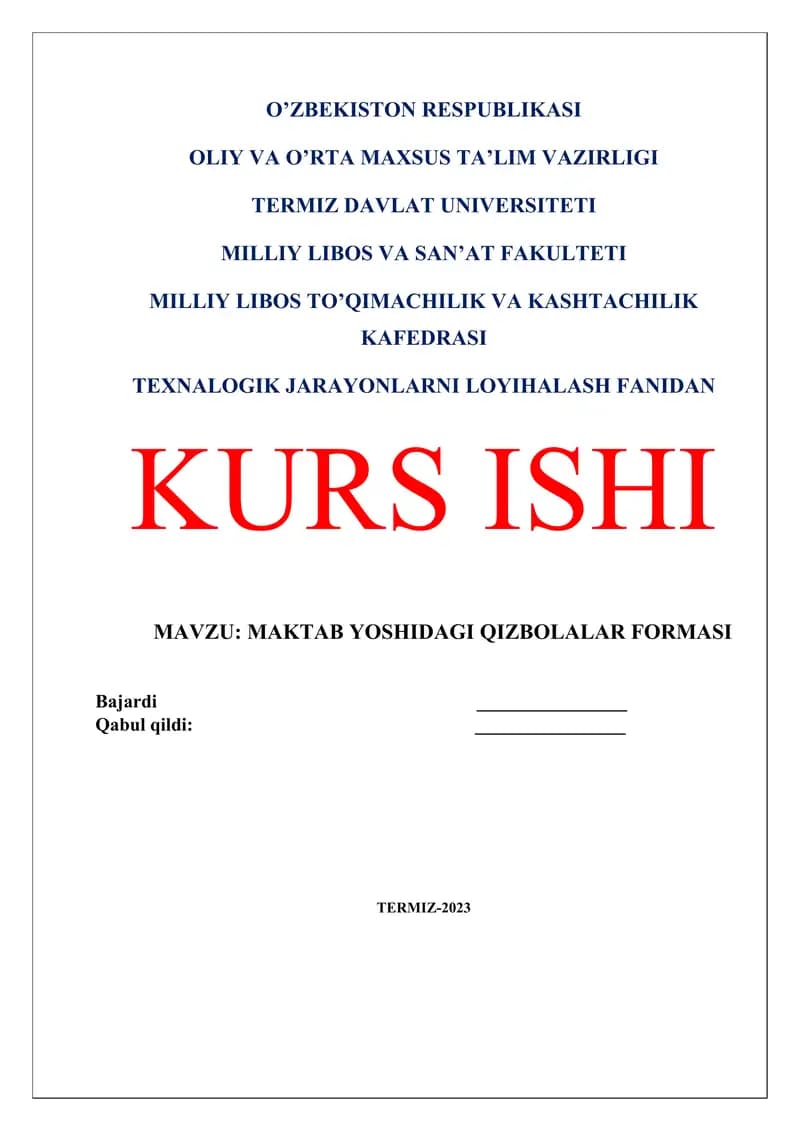 MAKTAB YOSHIDAGI QIZBOLALAR FORMASI