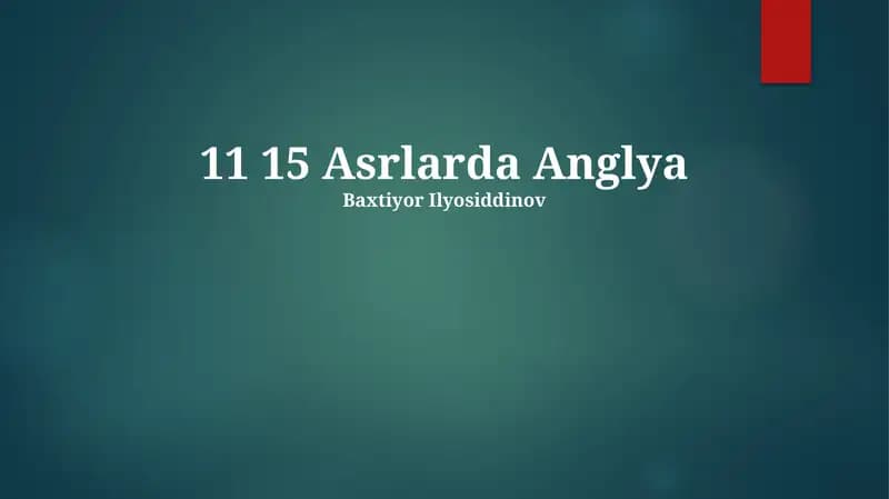 11 15 Asrlarda Anglya