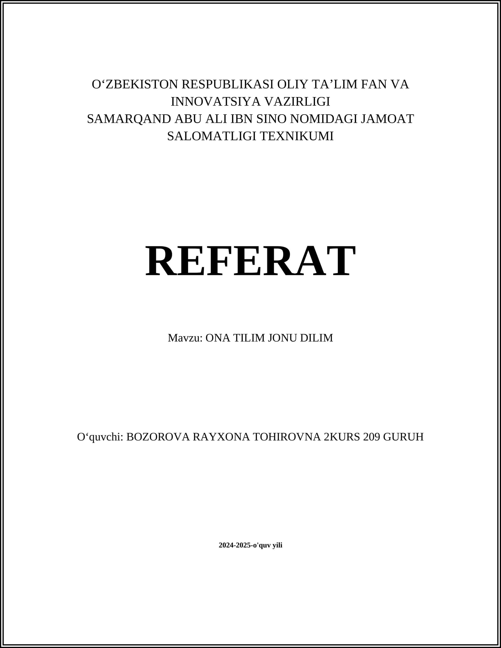 ONA TILIM JONU DILIM