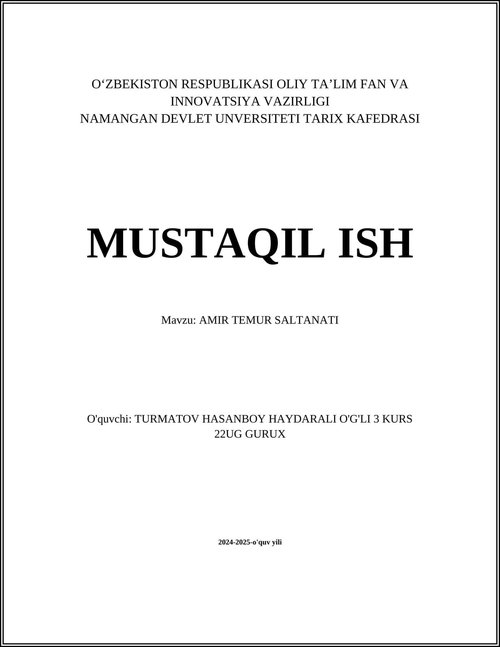 AMIR TEMUR SALTANATI