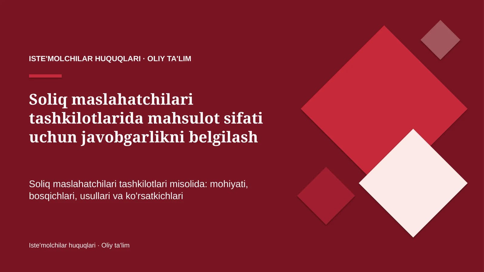 soliq maslahatchilari tashkilotlarida mahsulot sifati uchun javobgarlikni belgilash 9369
