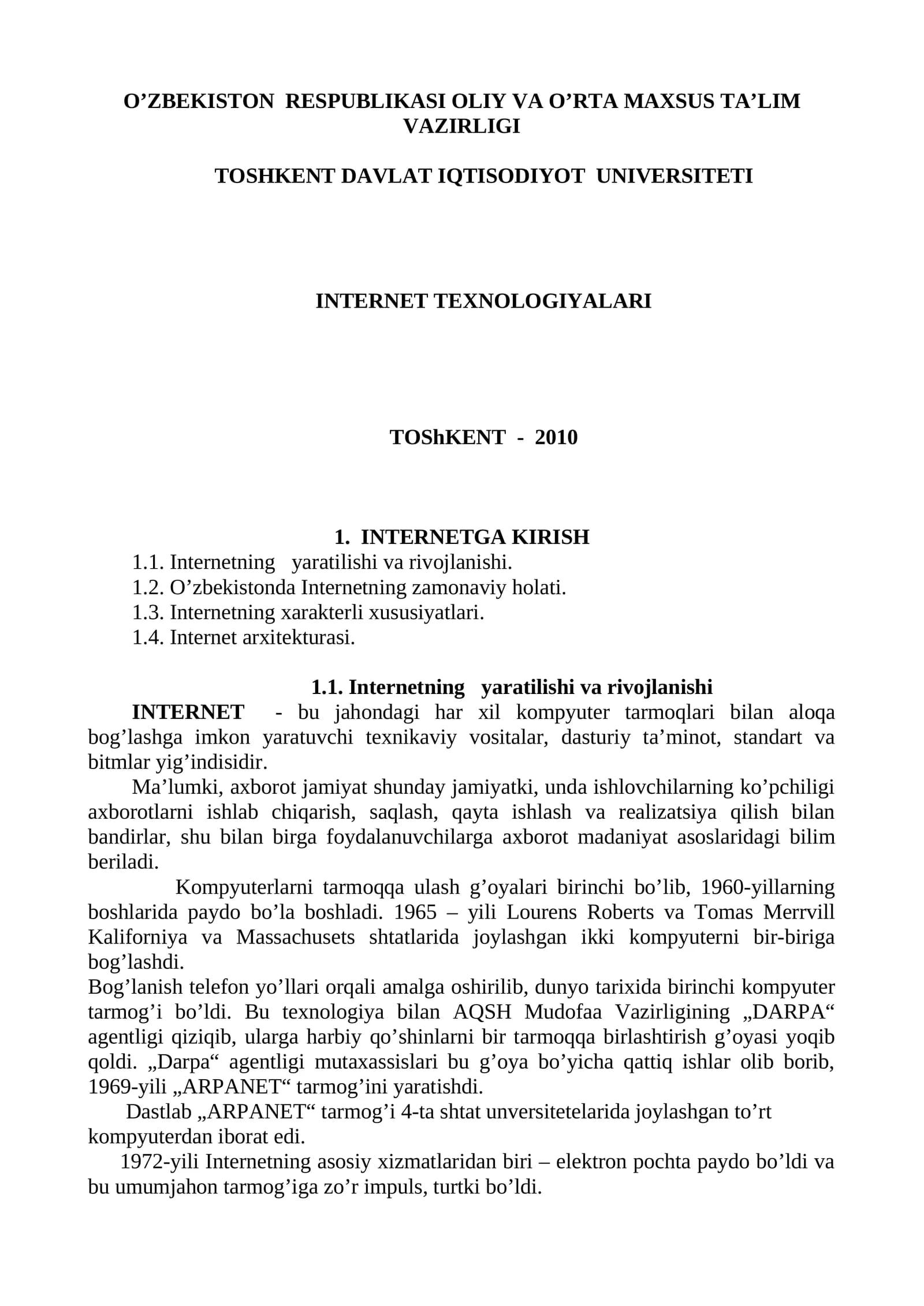 INTERNETGA KIRISH