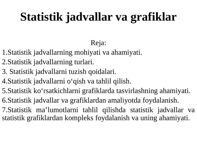 Statistik jadvallar va grafiklar