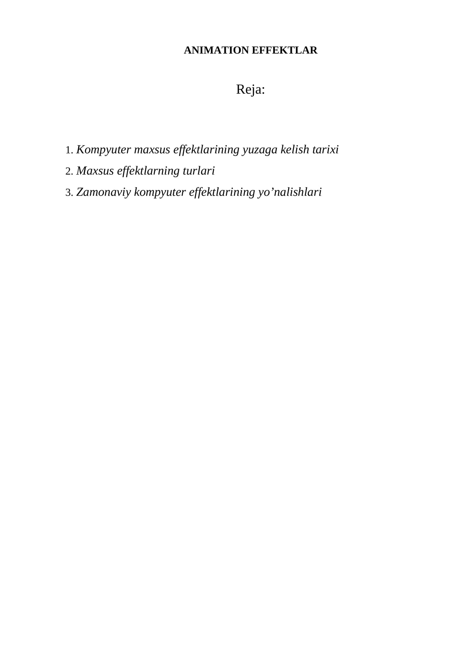 ANIMATION EFFEKTLAR