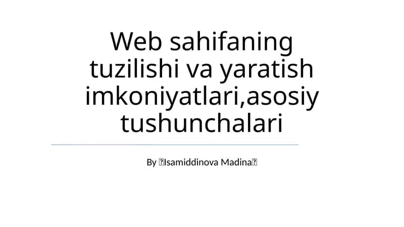 Veb-sayt Arxitekturasining Asoslari
