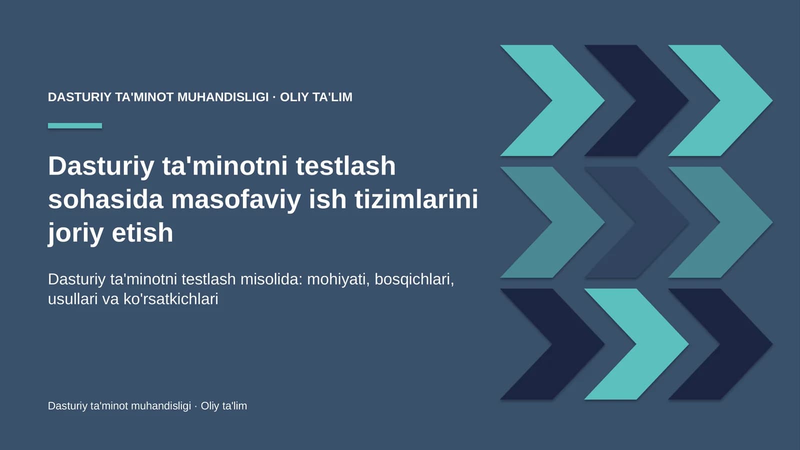 DASTURIY TA'MINOT MUHANDISLIGI · OLIY TA'LIM
