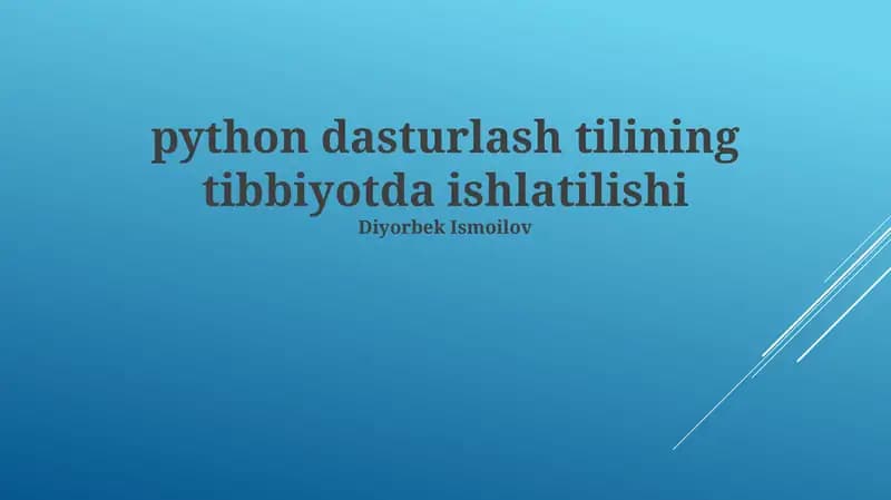 Tibbiyotda Python dasturlash tili