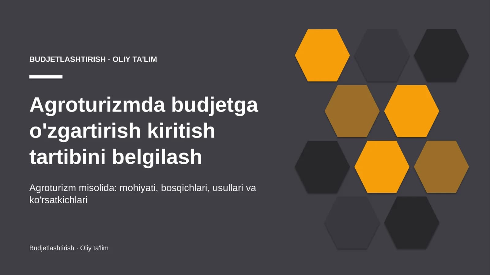 Agroturizmda budjetga o'zgartirish kiritish tartibini belgilash