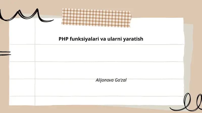 PHP funksiyalari va ularni yaratish