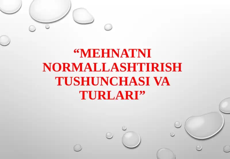 Mehnatni normallashtirish