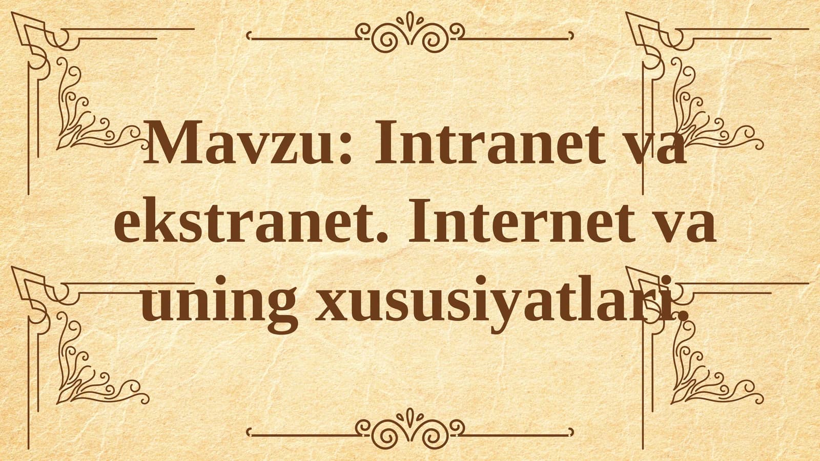 Intranet va Ekstranet
