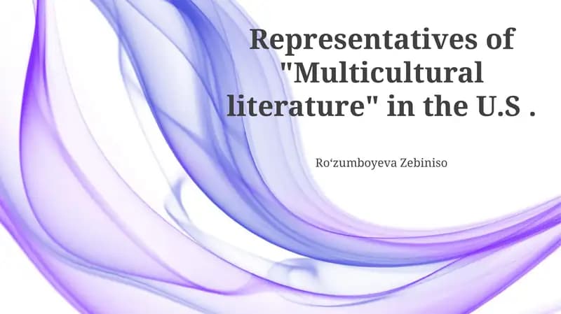 Multicultural Literature in the U.S