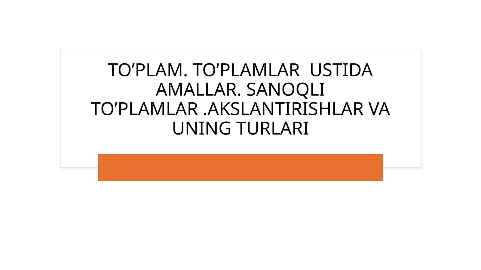 Sanoqli to'plamlar