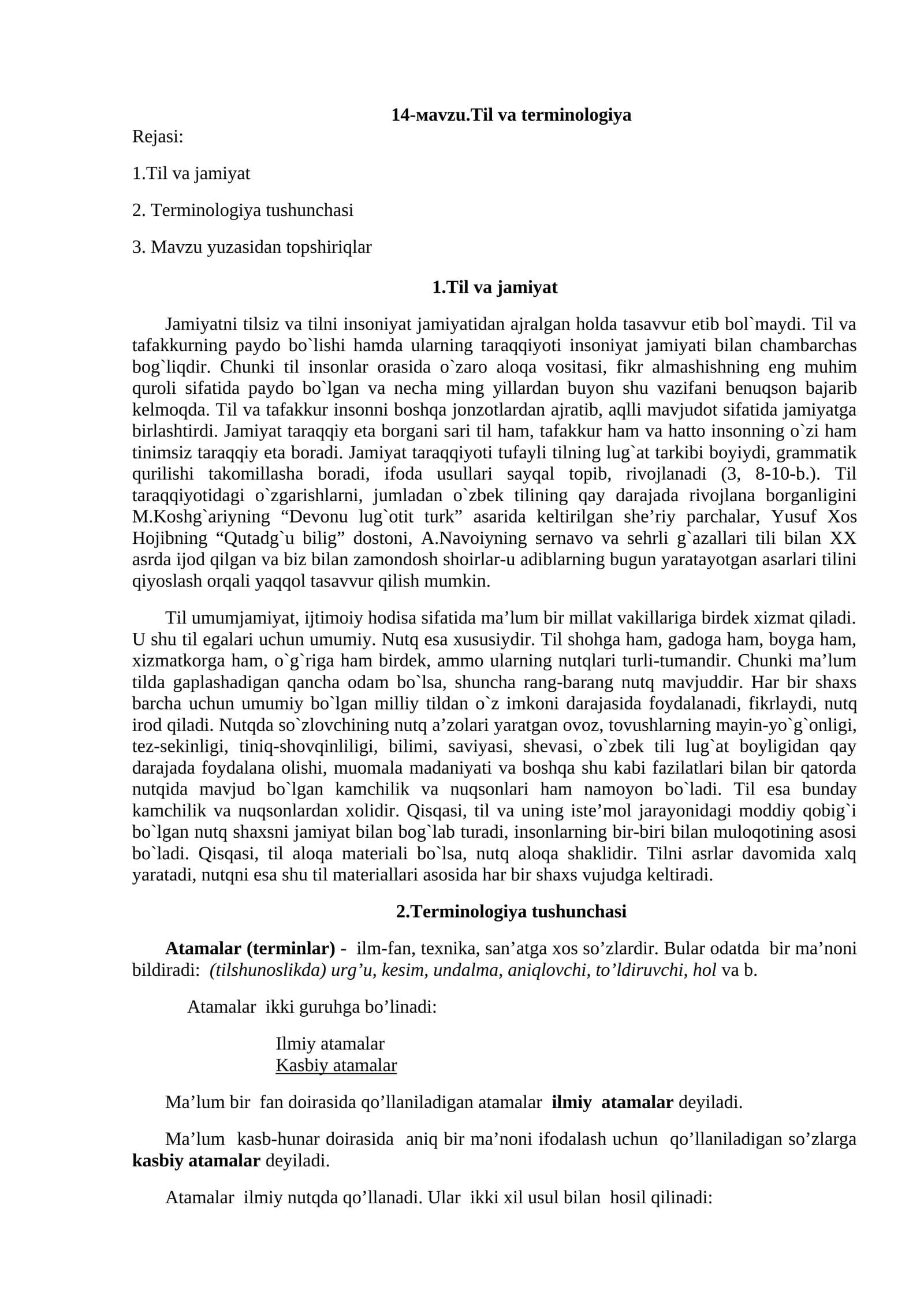 14-маvzu.Til va terminologiya