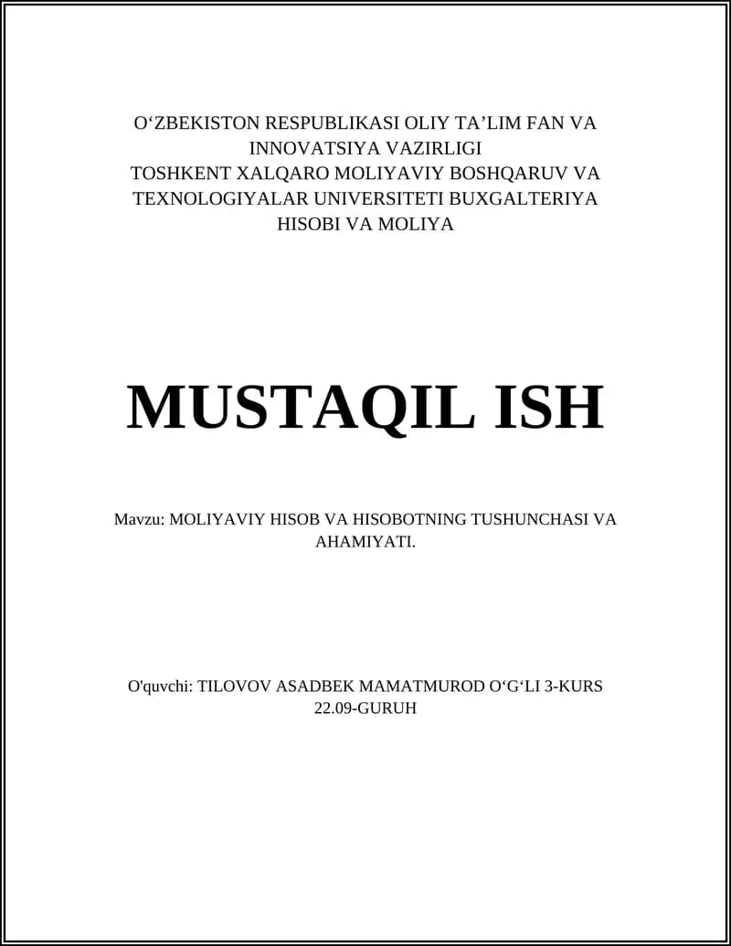 Moliyaviy Hisobotlar