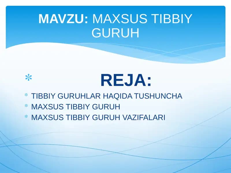 MAXSUS TIBBIY GURUH