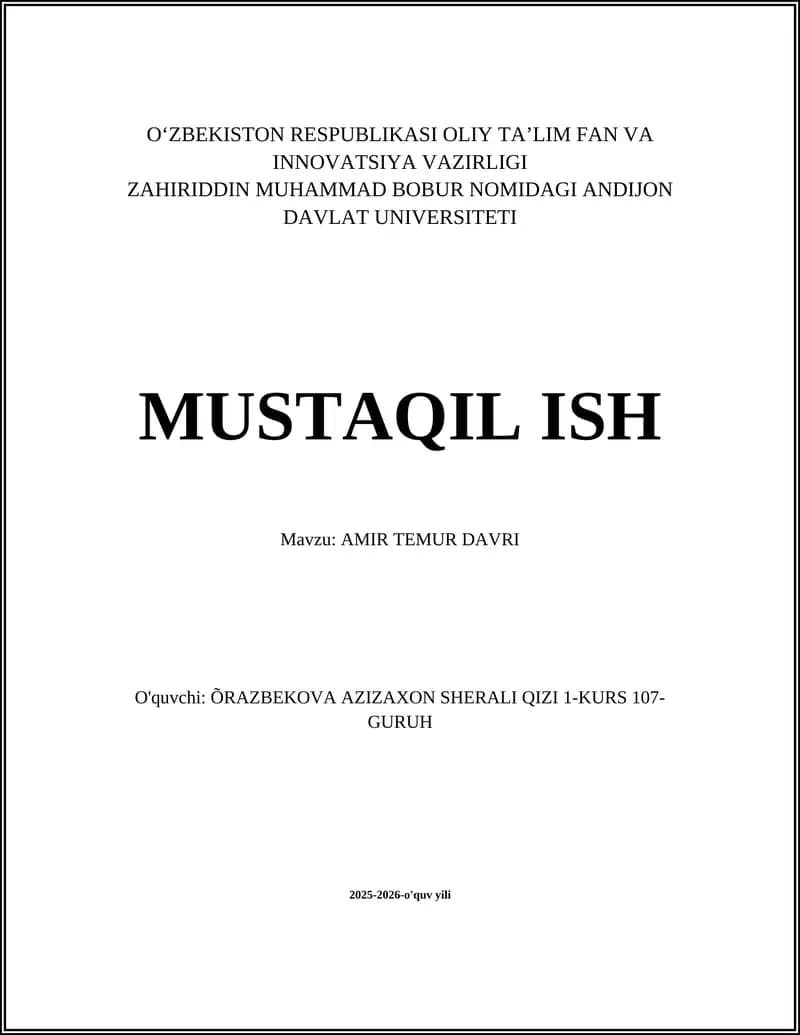 AMIR TEMUR DAVRI