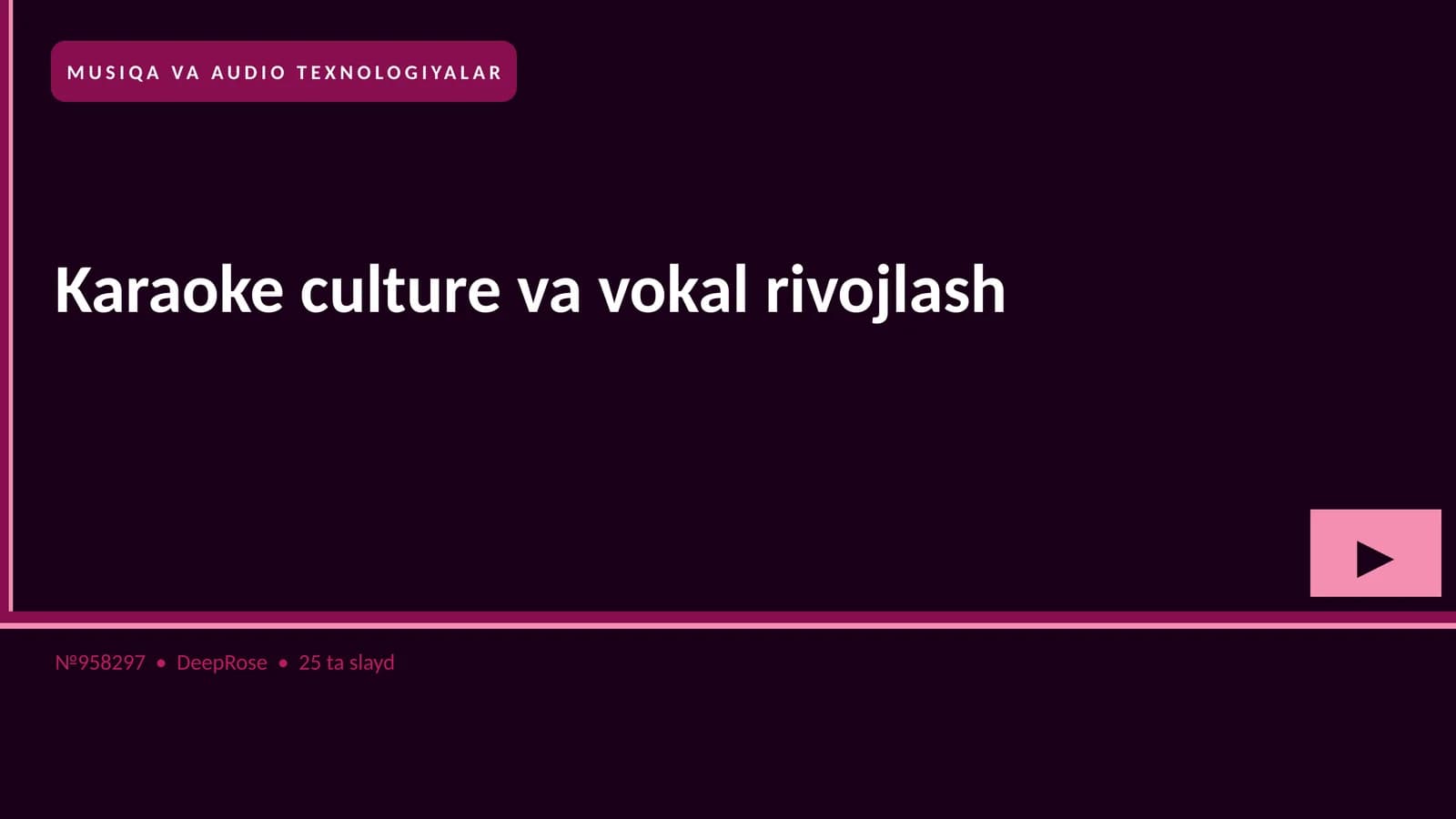 MUSIQA VA AUDIO TEXNOLOGIYALAR