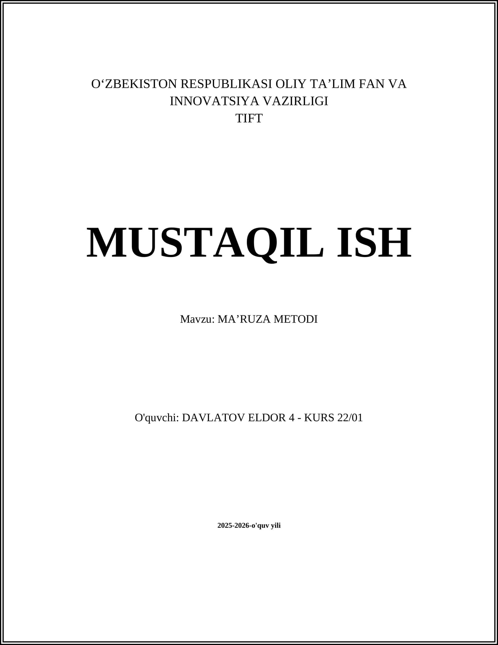MAʼRUZA METODI