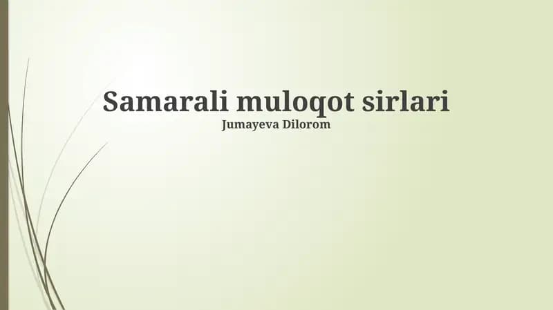 Samarali muloqot sirlari