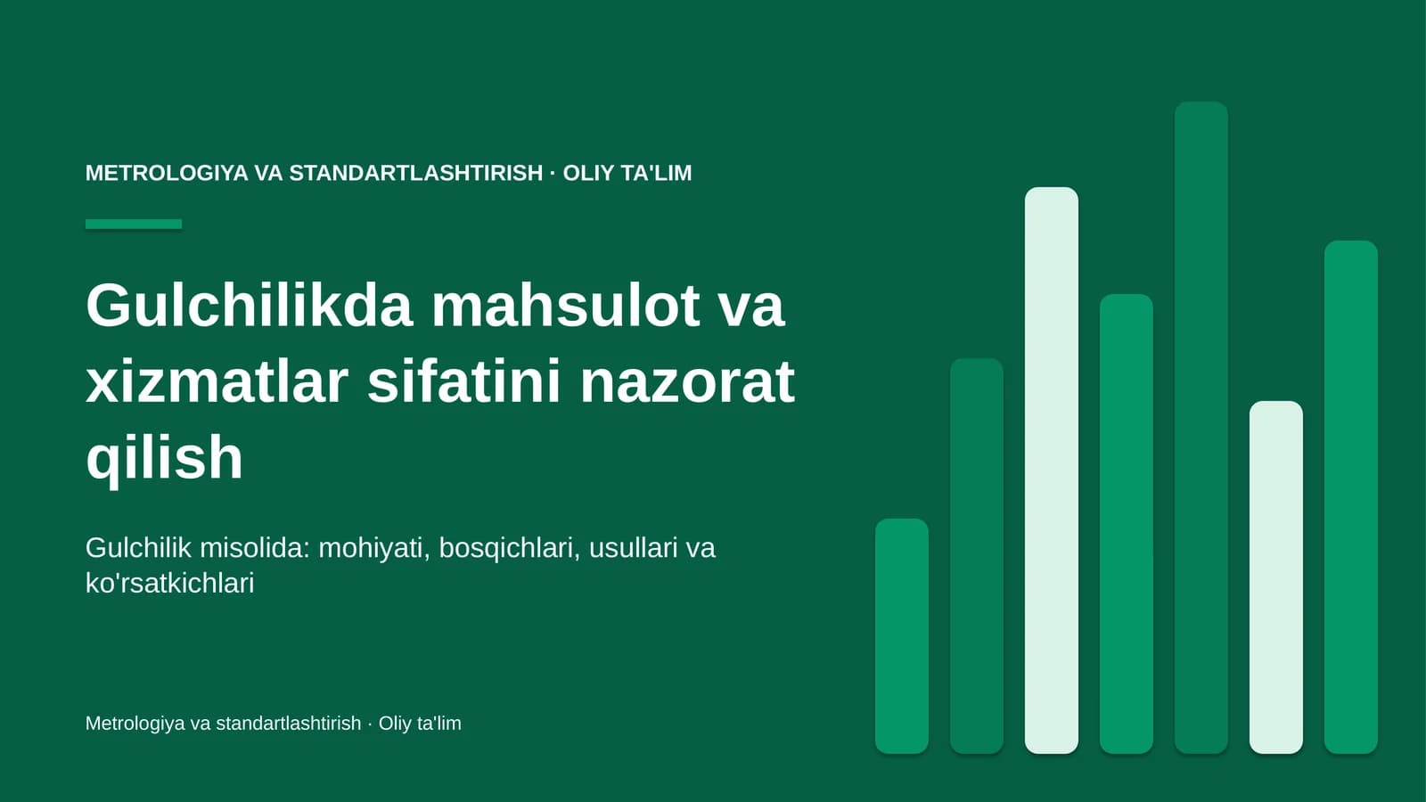 Gulchilikda mahsulot va xizmatlar sifatini nazorat qilish