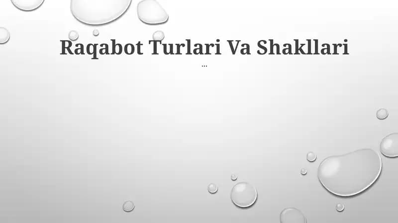 Raqabot Turlari Va Shakllari