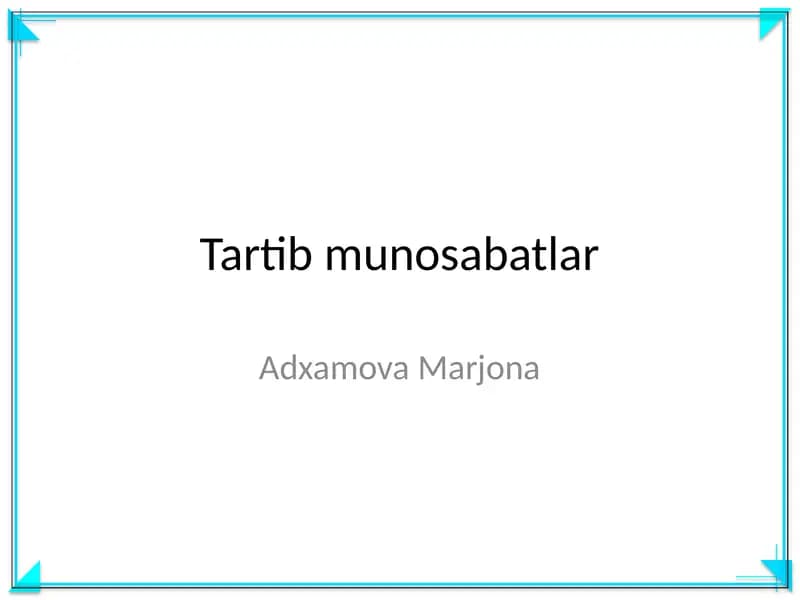 Tartib munosabatlar