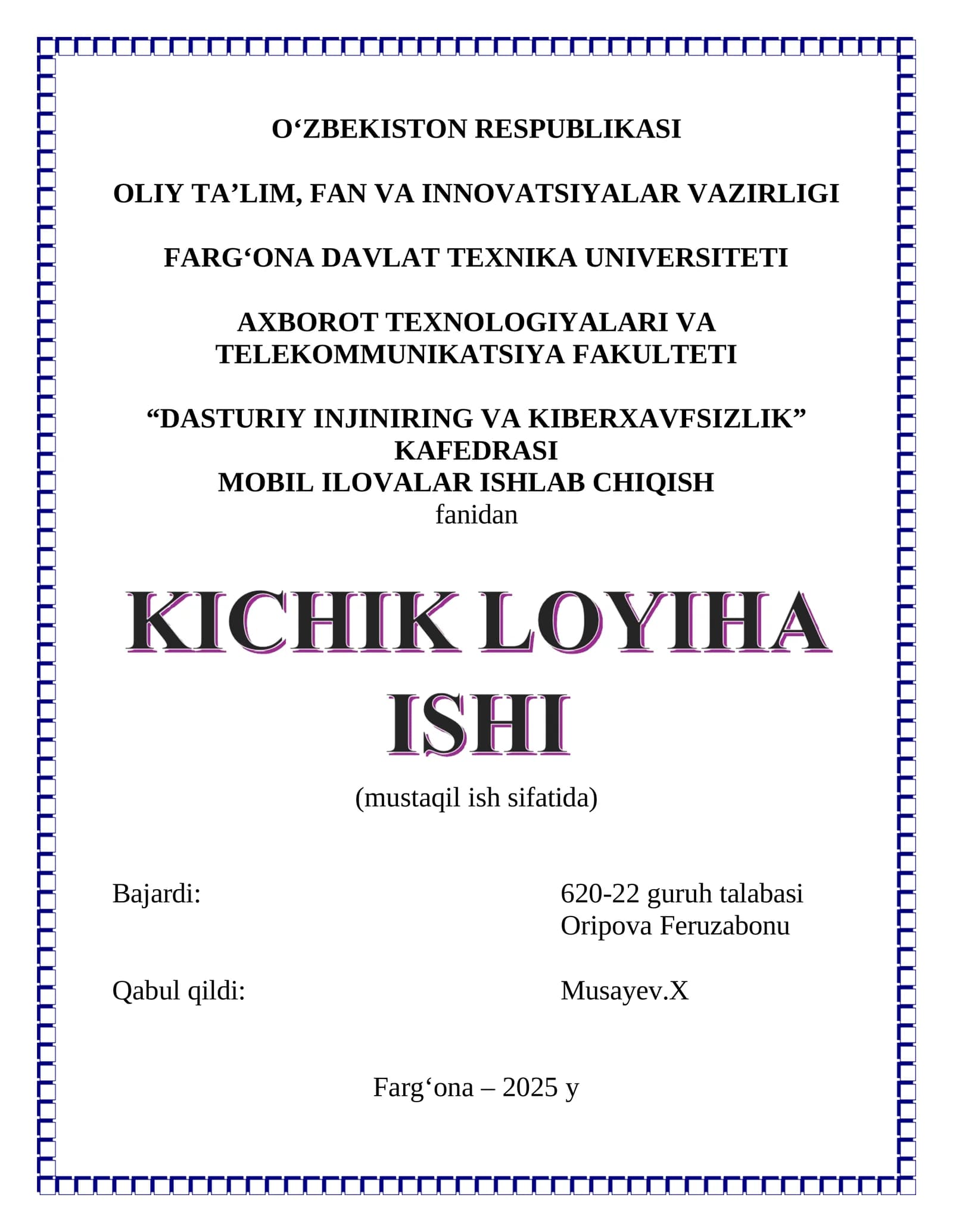 MOBIL ILOVALAR ISHLAB CHIQISH