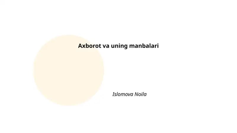 Axborot va uning manbalari