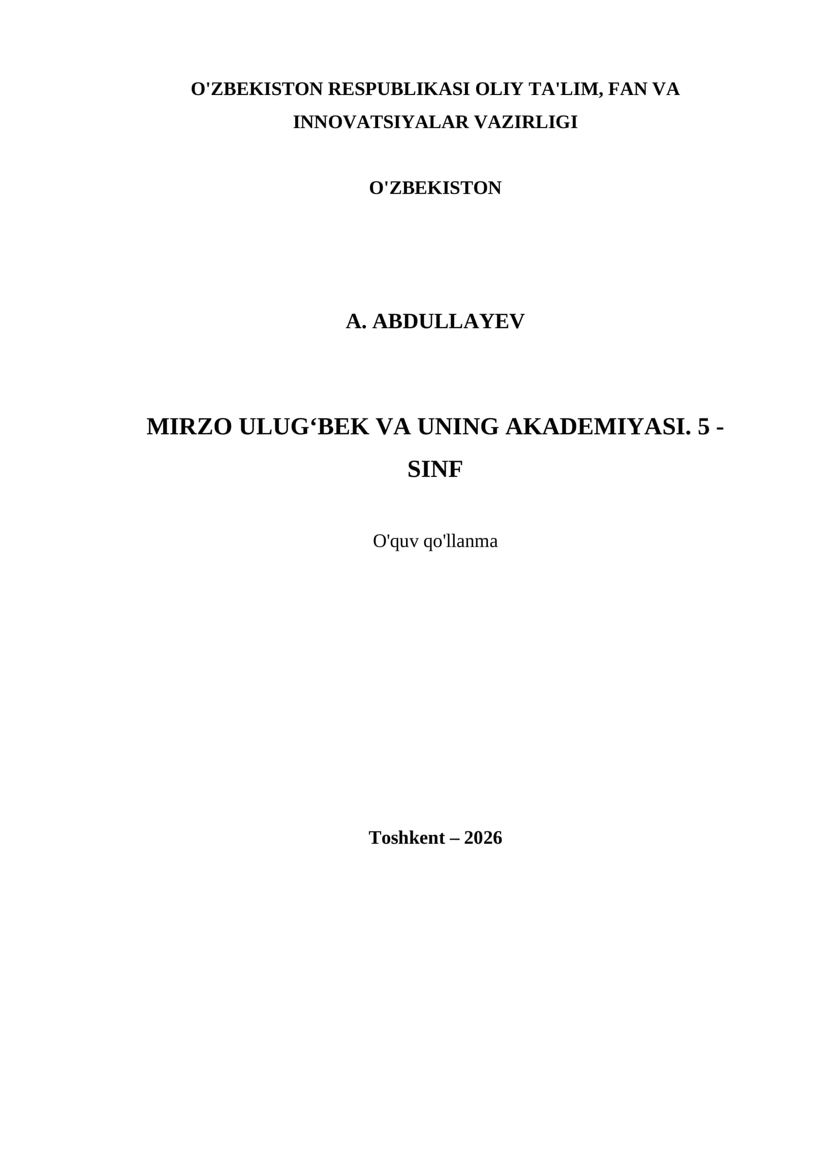 MIRZO ULUG‘BEK VA UNING AKADEMIYASI. 5 - SINF