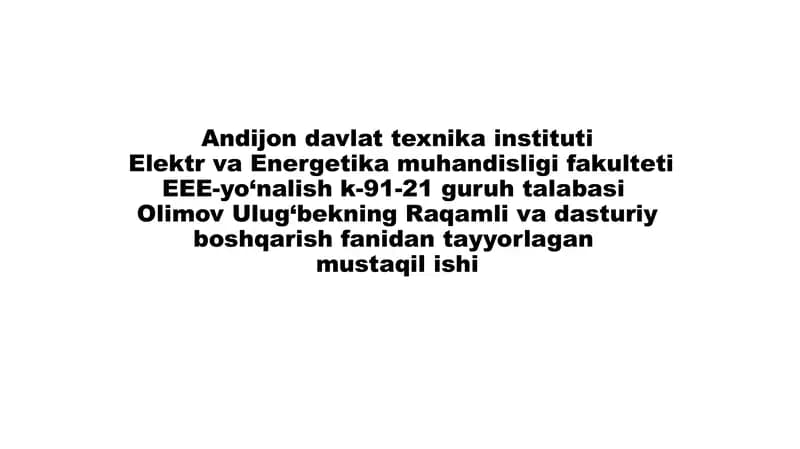 Avtomatlashtirilgan Ishlab Chiqarish Tizimlari
