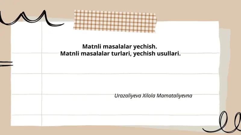 Matnli masalalar yechish