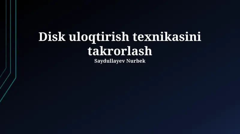 Disk uloqtirish texnikasini takrorlash