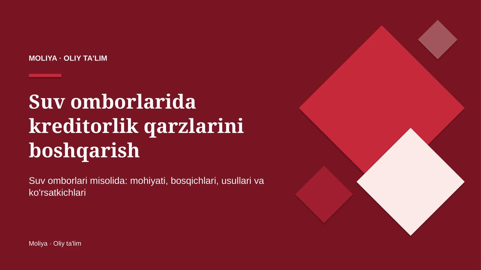 Suv omborlarida kreditorlik qarzlarini boshqarish