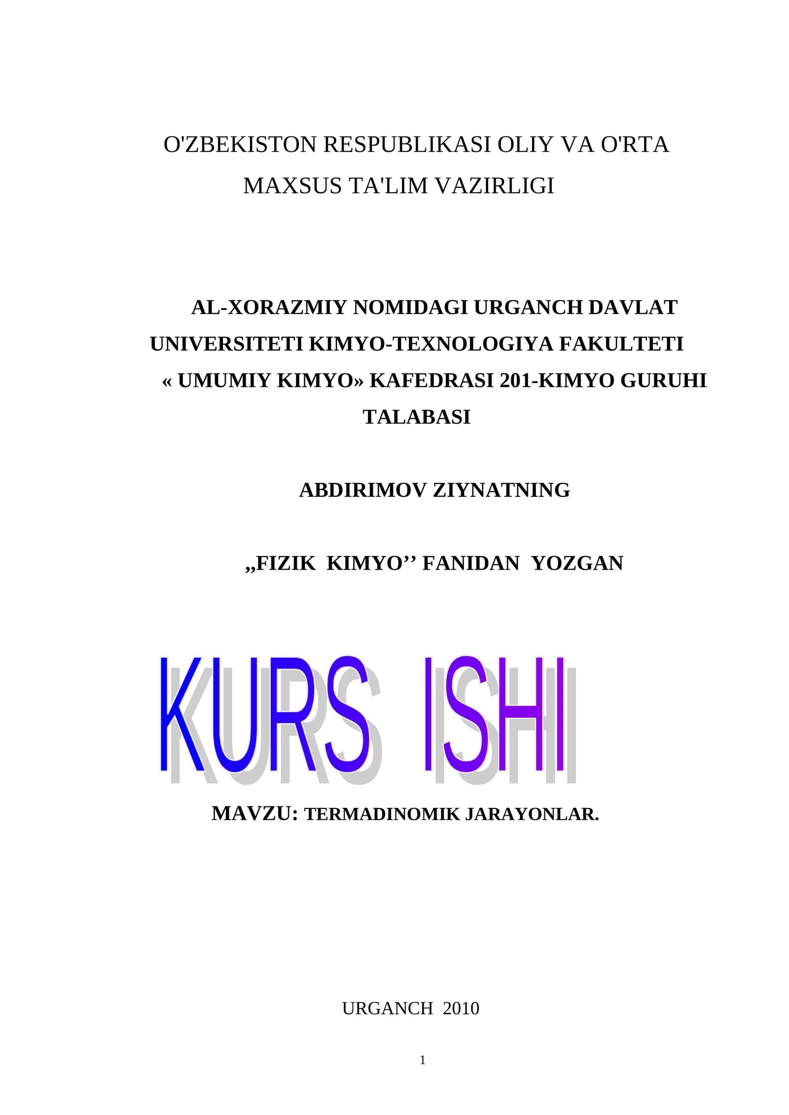 TERMADINOMIK JARAYONLAR
