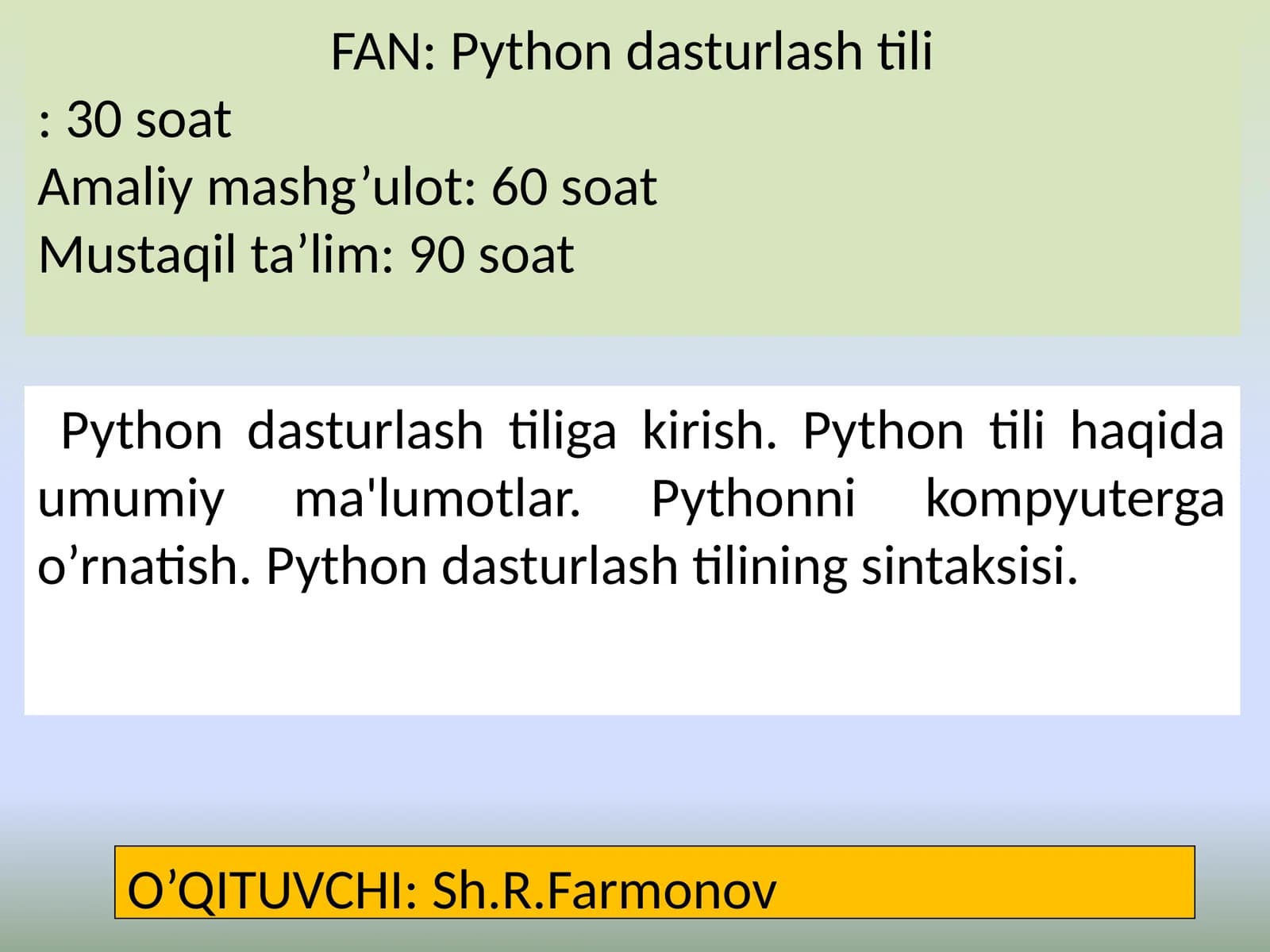 Pythondasturlash tili