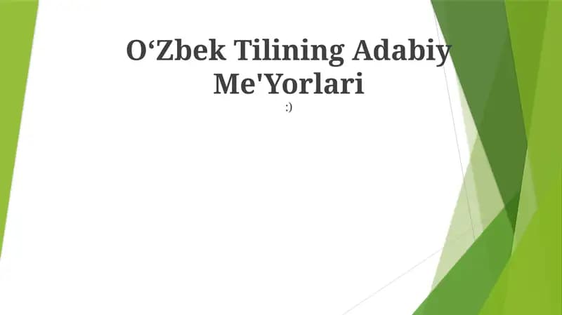 OʻZbek Tilining Adabiy Me'Yorlari
