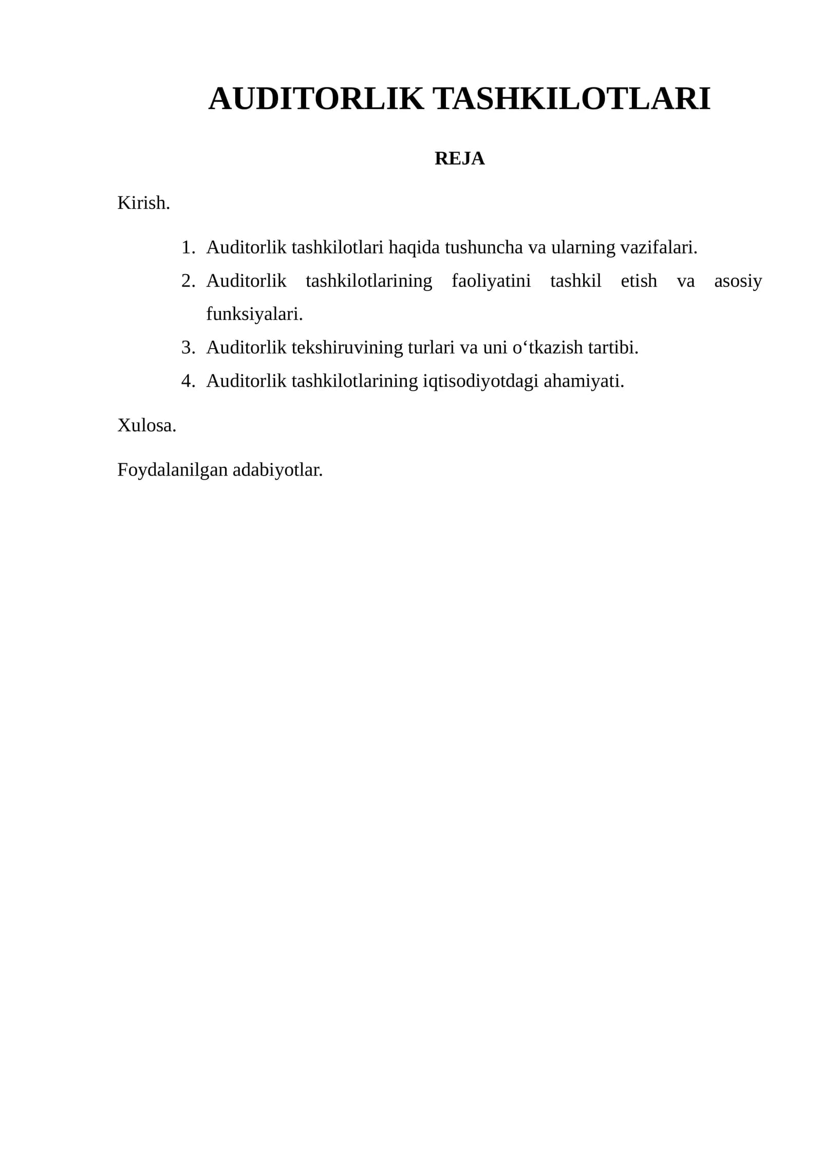 AUDITORLIK TASHKILOTLARI
