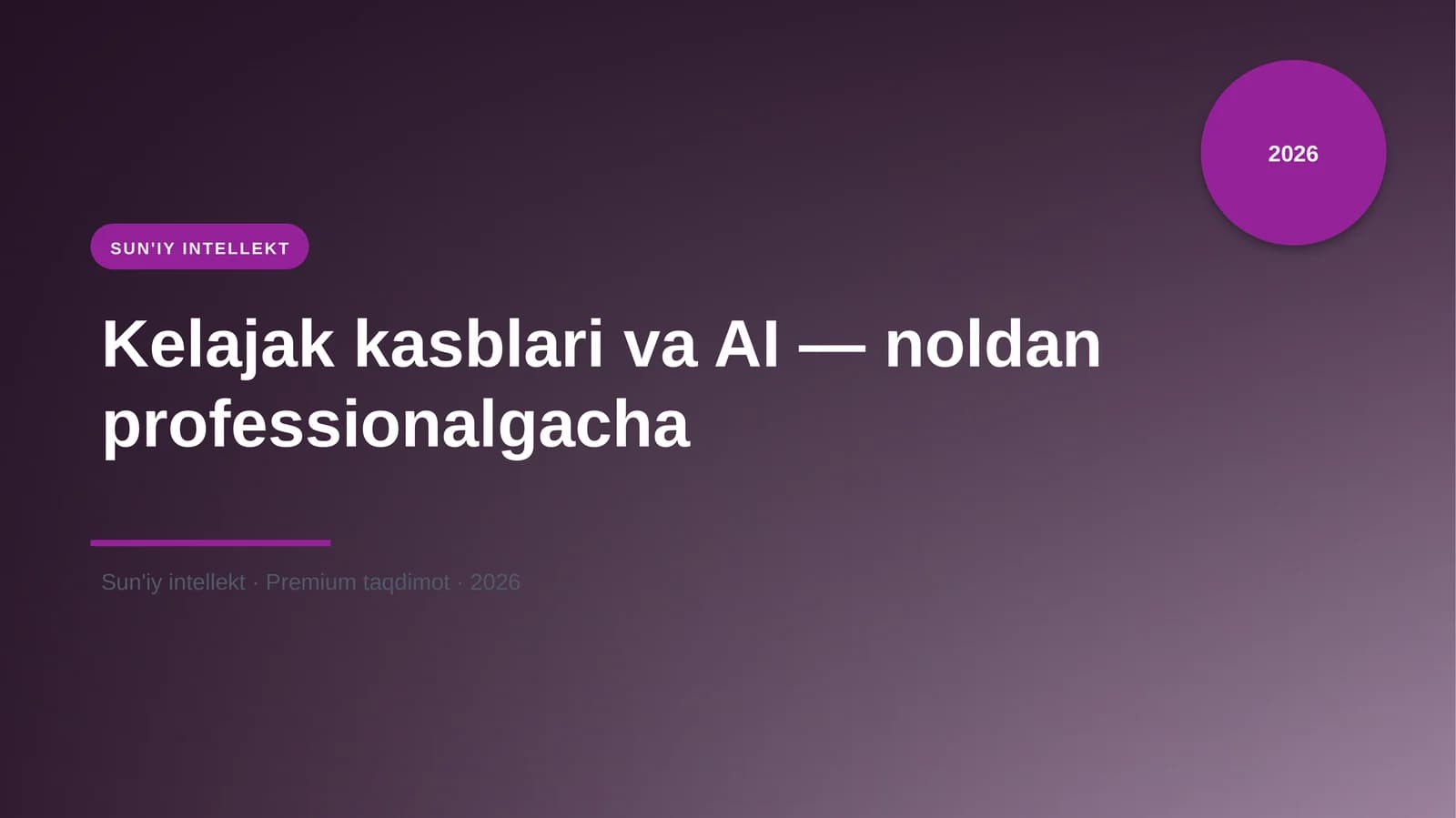 Kelajak kasblari va AI — noldan professionalgacha