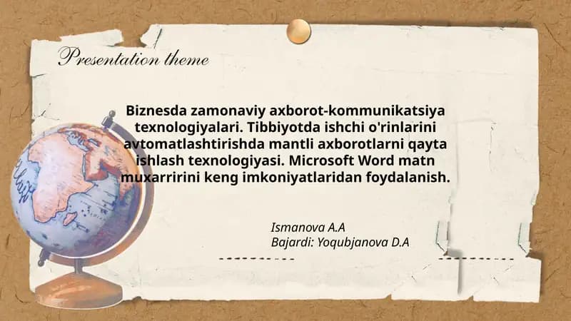 Biznesda zamonaviy axborot-kommunikatsiya texnologiyalari